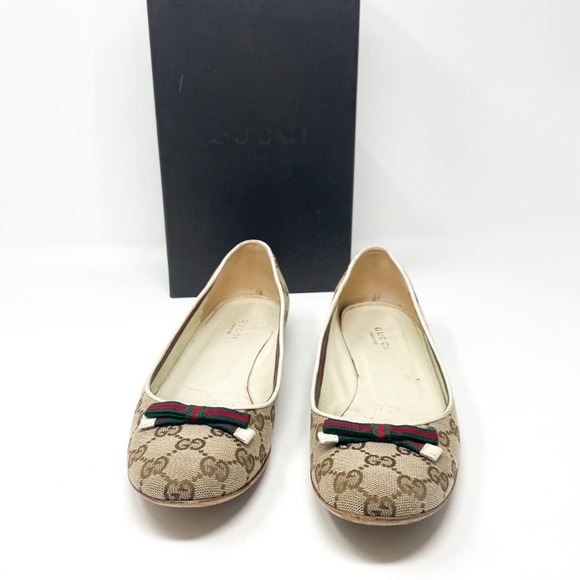 Vintage Gucci GG Supreme Monogram Web stripe Ballet Flat 7.5 - Picture 4 of 6